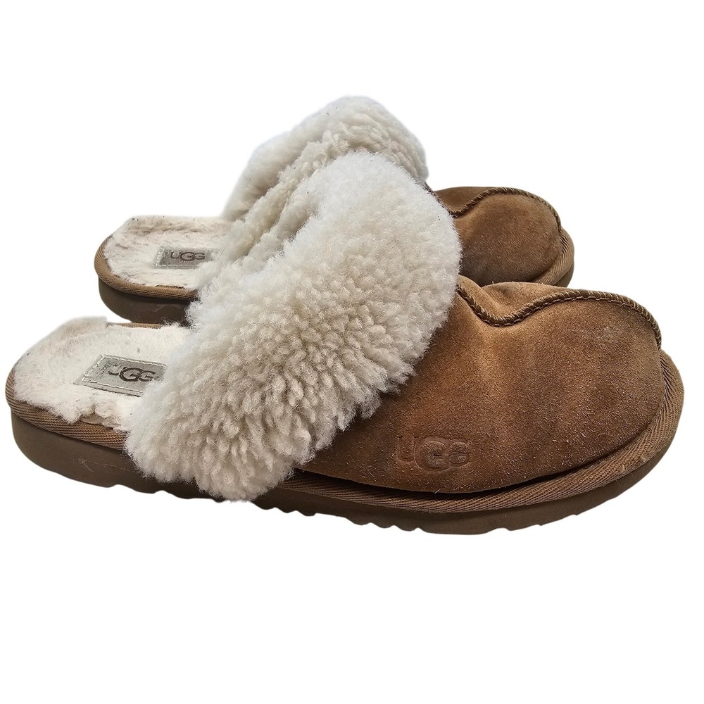 UGG Kids Cozy II Slipper Chestnut Suede Sheepskin Scuff 1019065K Size 4 Youth